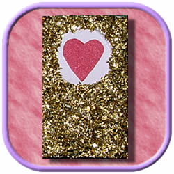 red heart card with gold glitter