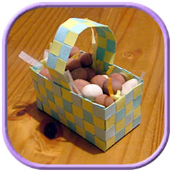 Easter basket made with blue and yellow card