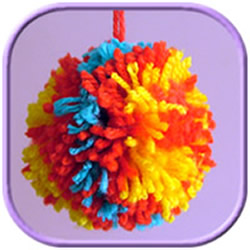 a brightly colored pom pom