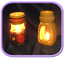 jars made into candleholders