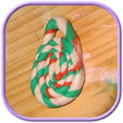 red, green and white salt dough pendant