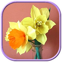 paper daffodils in a vase