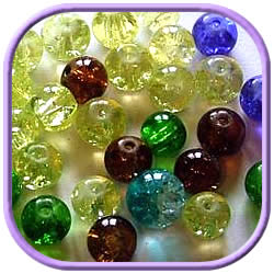 round crackle glass beads in different colors
