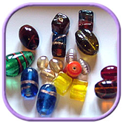 glass beads in different shapes, sizes and colors